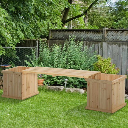 Gartenbank mit doppelter Bepflanzung, naturfarben