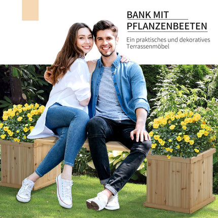 Gartenbank mit doppelter Bepflanzung, naturfarben
