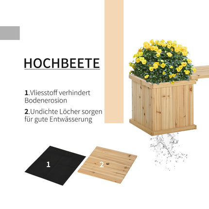 Gartenbank mit doppelter Bepflanzung, naturfarben
