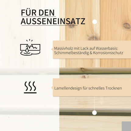 Gartenbank mit doppelter Bepflanzung, naturfarben