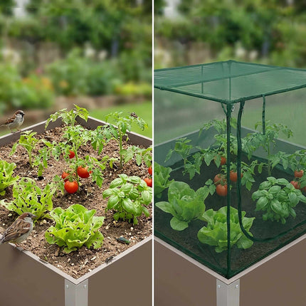 Raised Bed Garden Net Cover with Zip Door Access