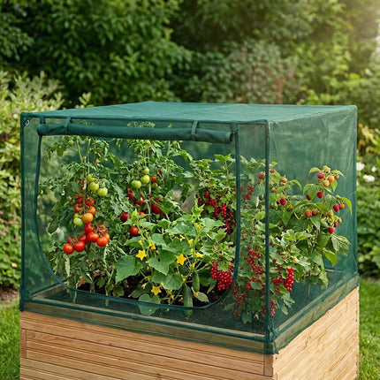 Raised Bed Garden Net Cover with Zip Door Access