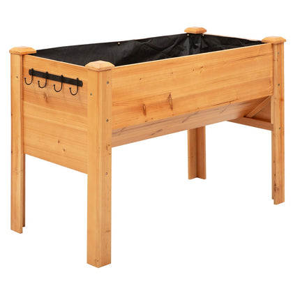 Erhöhtes Holzbeet für Kräuter und Blumen, mit Drainage und Haken