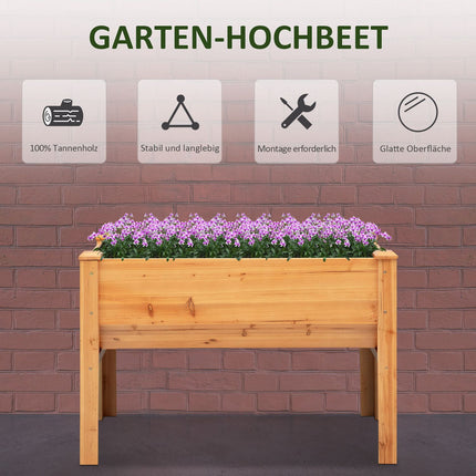 Erhöhtes Holzbeet für Kräuter und Blumen, mit Drainage und Haken