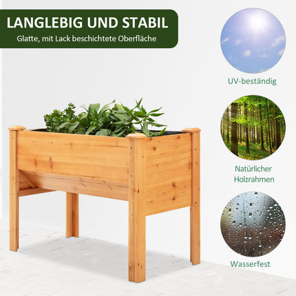 Erhöhtes Holzbeet für Kräuter und Blumen, mit Drainage und Haken