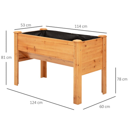 Erhöhtes Holzbeet für Kräuter und Blumen, mit Drainage und Haken