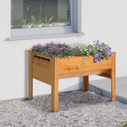 Erhöhtes Holzbeet für Kräuter und Blumen, mit Drainage und Haken