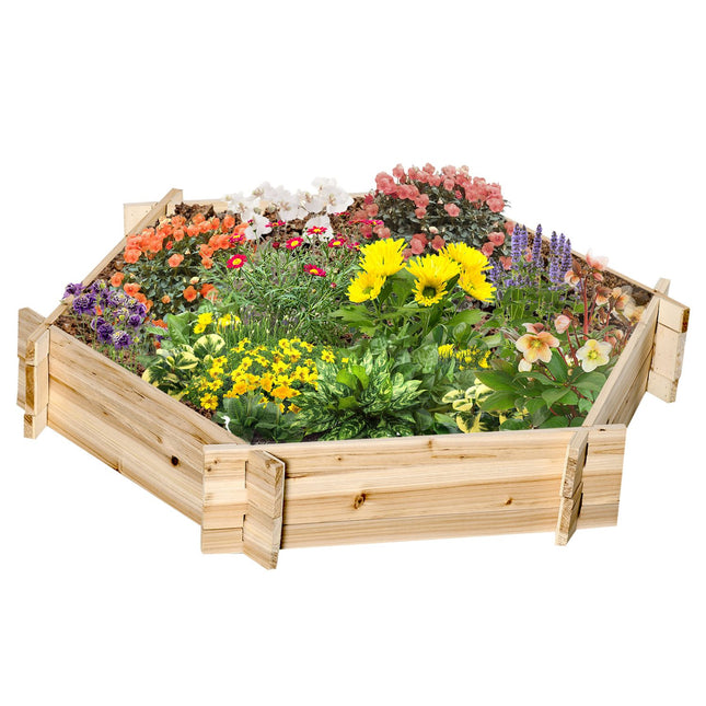 Sechseckiges Hochbeet aus Holz für Garten oder Balkon, 100x92x16 cm