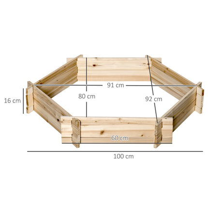 Sechseckiges Hochbeet aus Holz für Garten oder Balkon, 100x92x16 cm
