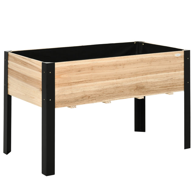 Großes Hochbeet aus Holz und Stahl, 120x60x74 cm, natur