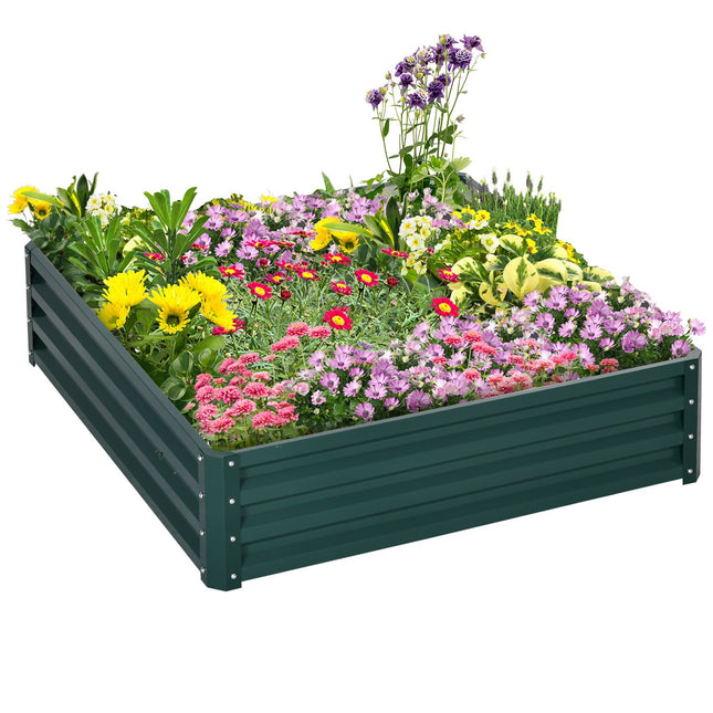 Hochbeet aus Stahl - Grün, Garten & Terrasse, 120x120x30 cm