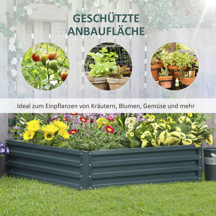 Hochbeet aus Stahl - Grün, Garten & Terrasse, 120x120x30 cm