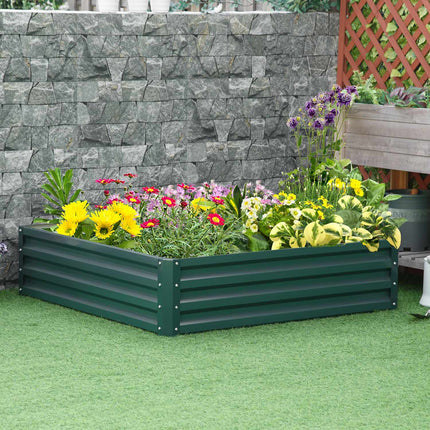 Hochbeet aus Stahl - Grün, Garten & Terrasse, 120x120x30 cm