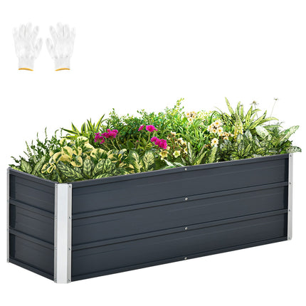 Pflanzbeet Topf aus Stahl - Anthrazitgrau, 125x47x40 cm