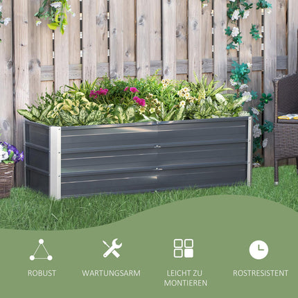 Pflanzbeet Topf aus Stahl - Anthrazitgrau, 125x47x40 cm