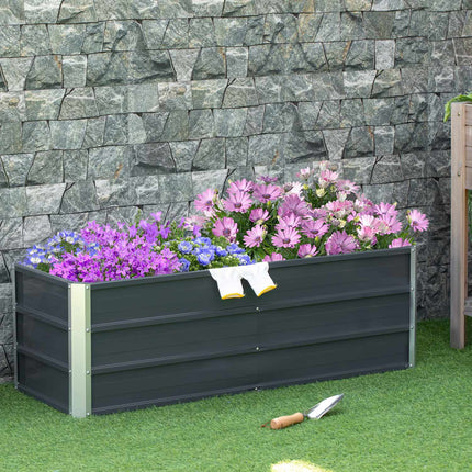 Pflanzbeet Topf aus Stahl - Anthrazitgrau, 125x47x40 cm