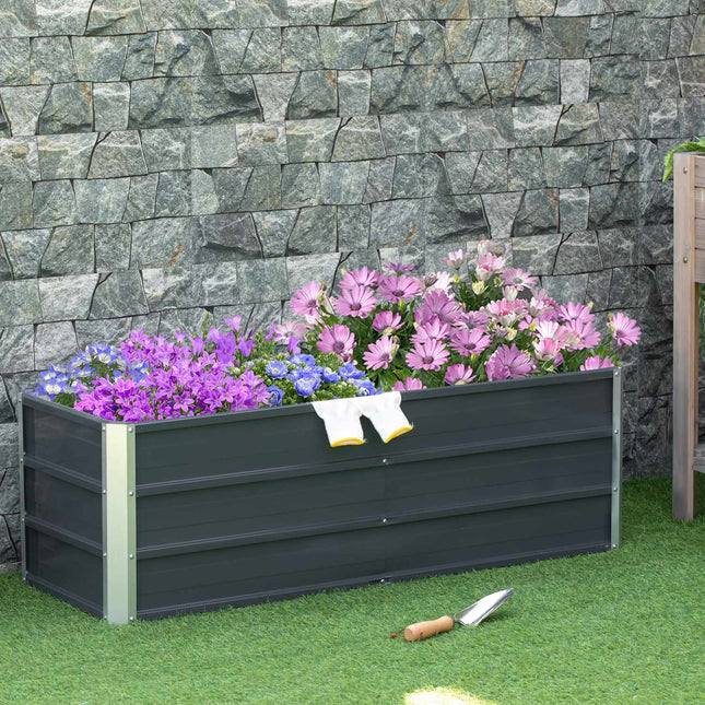 Pflanzbeet Topf aus Stahl - Anthrazitgrau, 125x47x40 cm