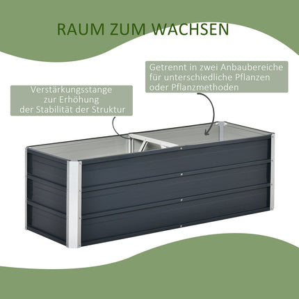 Pflanzbeet Topf aus Stahl - Anthrazitgrau, 125x47x40 cm