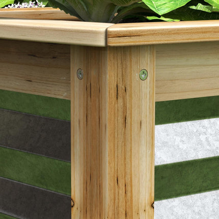 Raised bed pot, Natural wood & Metal, 90x45x30 cm