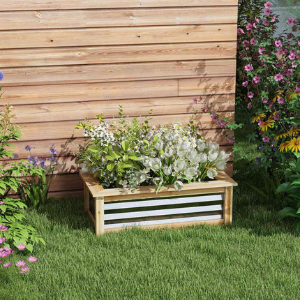 Raised bed pot, Natural wood & Metal, 90x45x30 cm