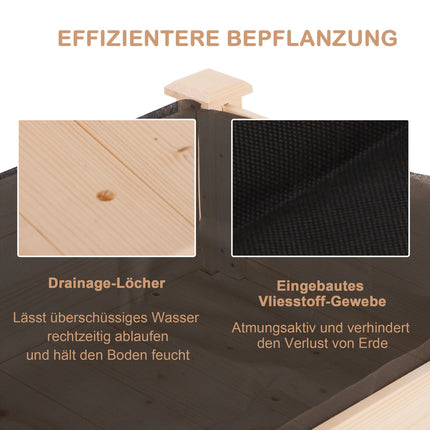 Hochbeet, Holz & Stoff, 122,5x56,5x76 cm