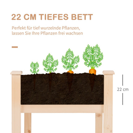 Hochbeet, Holz & Stoff, 122,5x56,5x76 cm