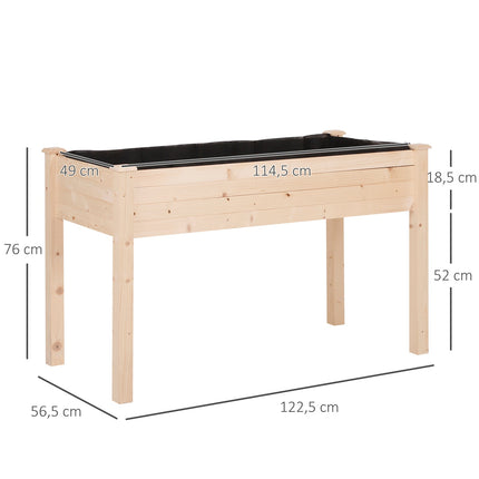 Hochbeet, Holz & Stoff, 122,5x56,5x76 cm