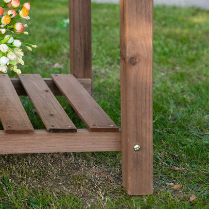 Planter box for raised bed, 8 grids and shelf, solid wood 123x54x74cm