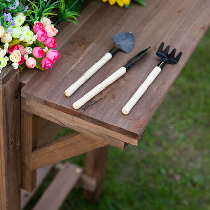 Planter box for raised bed, 8 grids and shelf, solid wood 123x54x74cm