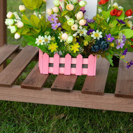 Planter box for raised bed, 8 grids and shelf, solid wood 123x54x74cm