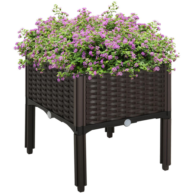 Hochbeet-Topf mit Drainage, Rattan-Optik, 40x40x44 cm