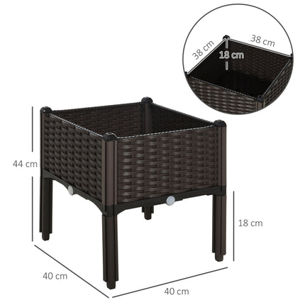 Hochbeet-Topf mit Drainage, Rattan-Optik, 40x40x44 cm