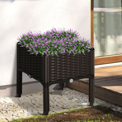 Hochbeet-Topf mit Drainage, Rattan-Optik, 40x40x44 cm