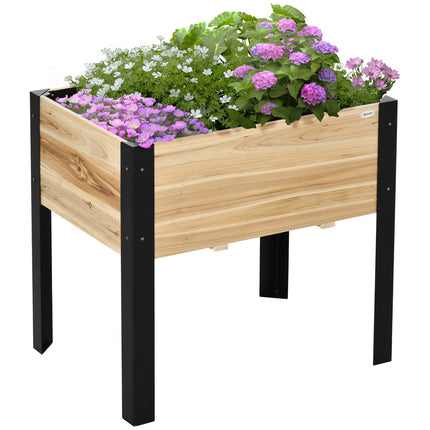 Hochbeet aus Massivholz mit Stahlrahmen, 80x60x74 cm