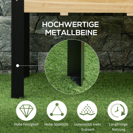 Hochbeet aus Massivholz mit Stahlrahmen, 80x60x74 cm