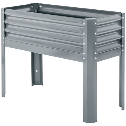 Gray raised planter box in steel - Herb bed with cold frame 100x45x80 cm