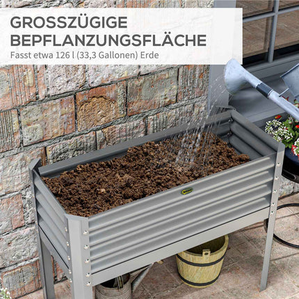 Gray raised planter box in steel - Herb bed with cold frame 100x45x80 cm