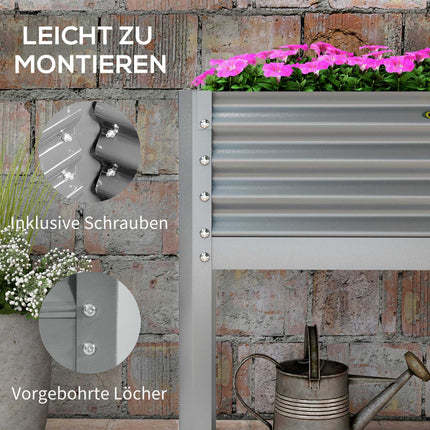 Gray raised planter box in steel - Herb bed with cold frame 100x45x80 cm