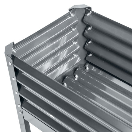 Gray raised planter box in steel - Herb bed with cold frame 100x45x80 cm