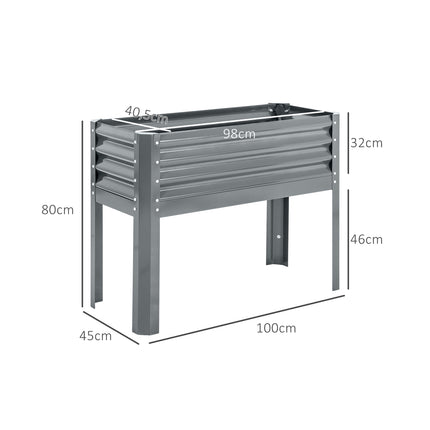 Gray raised planter box in steel - Herb bed with cold frame 100x45x80 cm