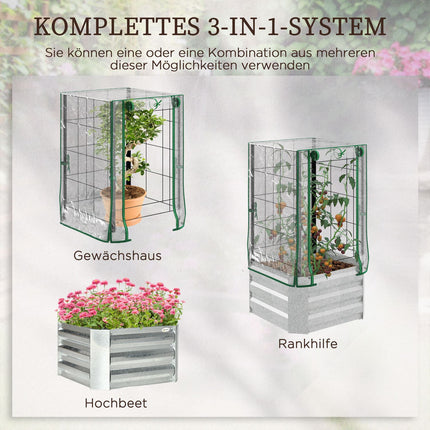 Hochbeet-Set mit Abdeckung & Rankhilfe für Kletterpflanzen, 53x53x90cm