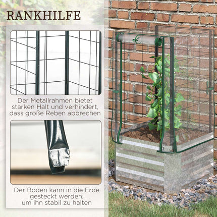 Hochbeet-Set mit Abdeckung & Rankhilfe für Kletterpflanzen, 53x53x90cm