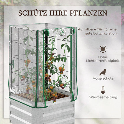 Hochbeet-Set mit Abdeckung & Rankhilfe für Kletterpflanzen, 53x53x90cm
