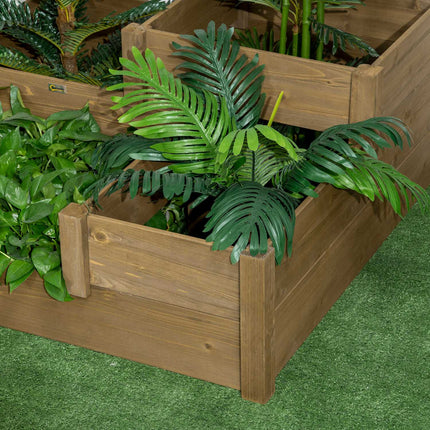 Raised garden bed, spruce, 3-tiered bed for herbs and flowers