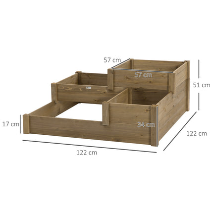Raised garden bed, spruce, 3-tiered bed for herbs and flowers