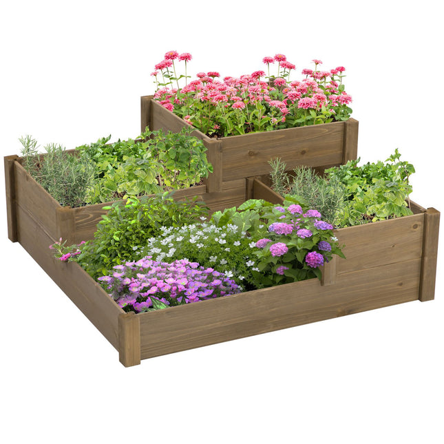 Hochbeet, Fichte, 3-stufiges Beet für Kräuter und Blumen
