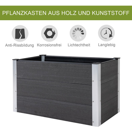 Witterungsbeständiges Hochbeet 100x50x50cm, WPC & Aluminium, Grau
