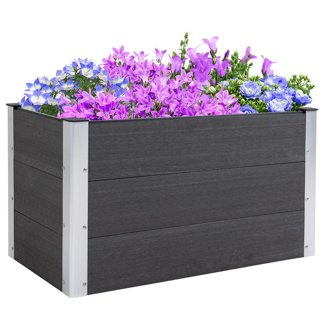 Weatherproof raised bed 100x50x50cm, WPC & Aluminium, Grey