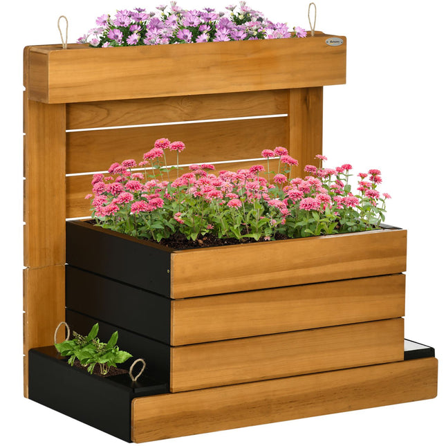 Hochbeet mit selbstbewässernden Kästen, Holz, braun