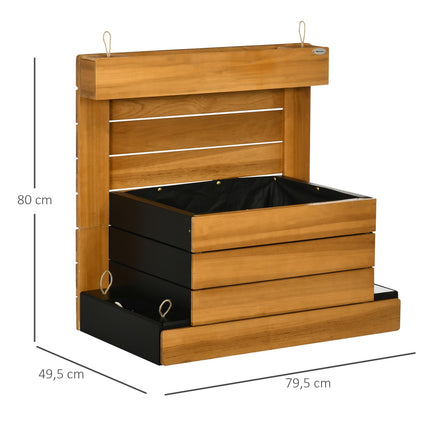 Vyvýšený záhon se samozavlažovacími boxy, dřevo, hnědá
